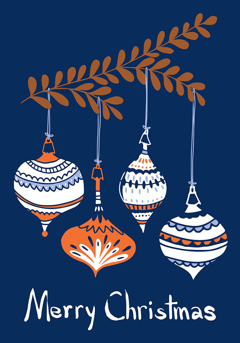 Joyeuses petites boules de Noël bleues Poster