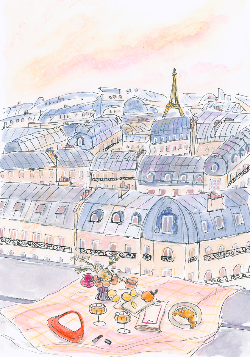 Pique-nique parisien sur le toit avec vue sur la Tour Eiffel