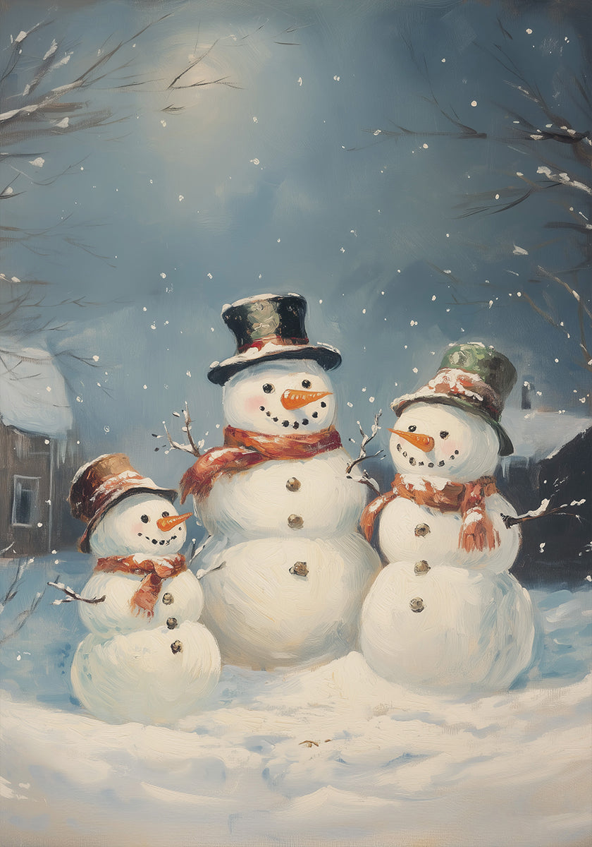 Famille de bonhommes de neige Poster