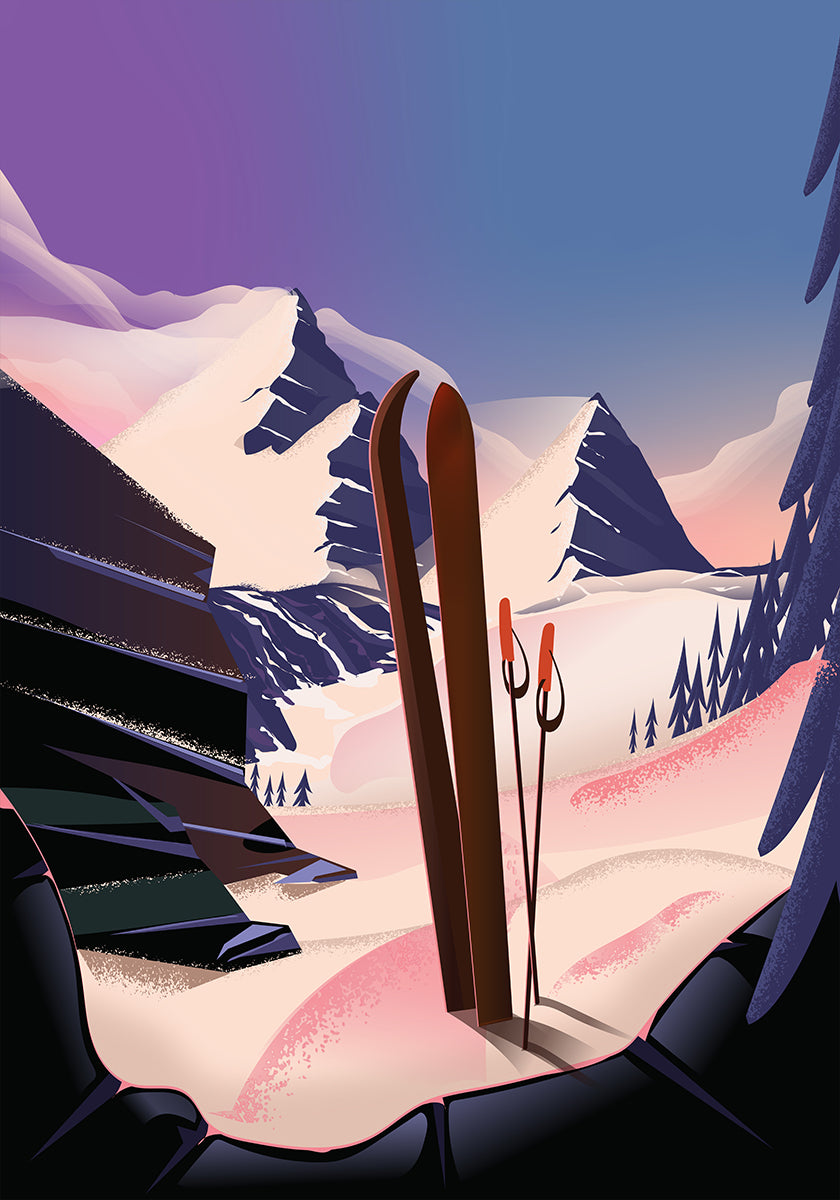 Affiche de voyage de ski Poster