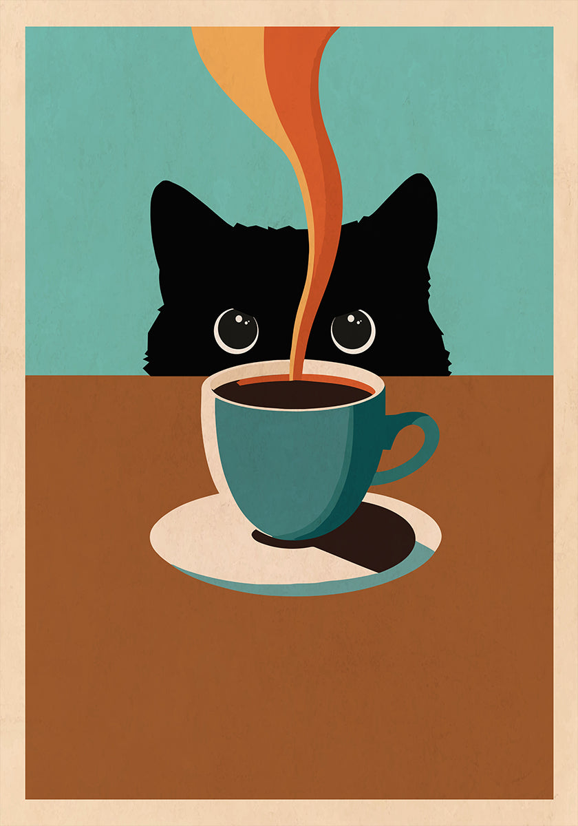 Cat &amp; Coffee Plakat