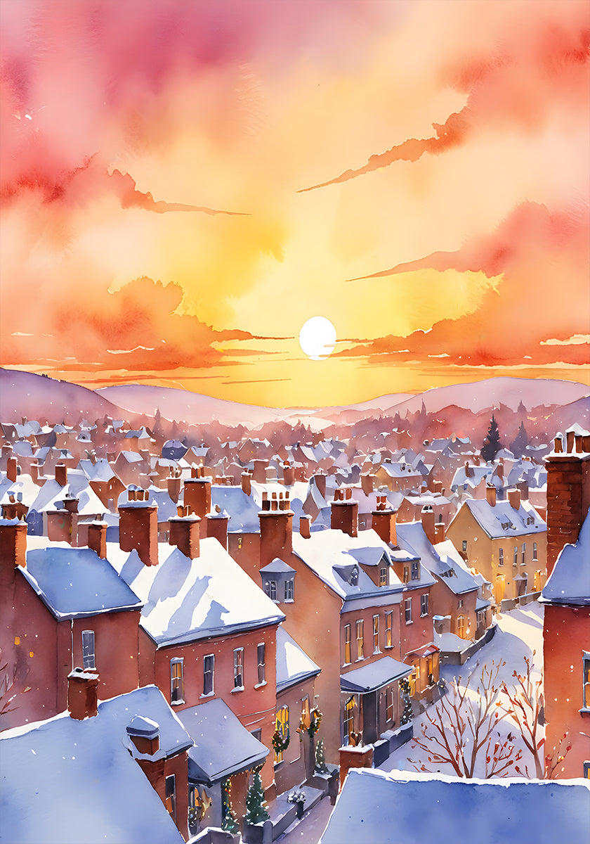 Snowy Christmas Morning Sunrise Plakat - Posterbox