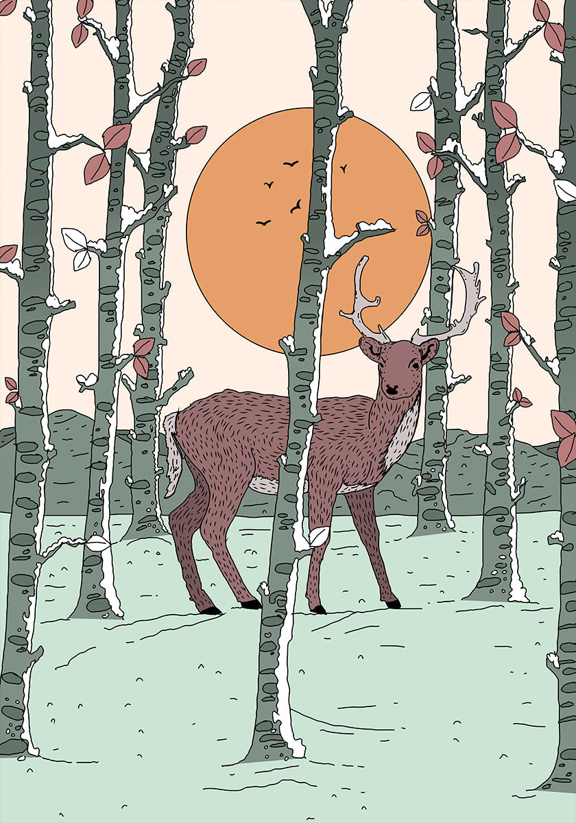Cerf dans la forêt Poster
