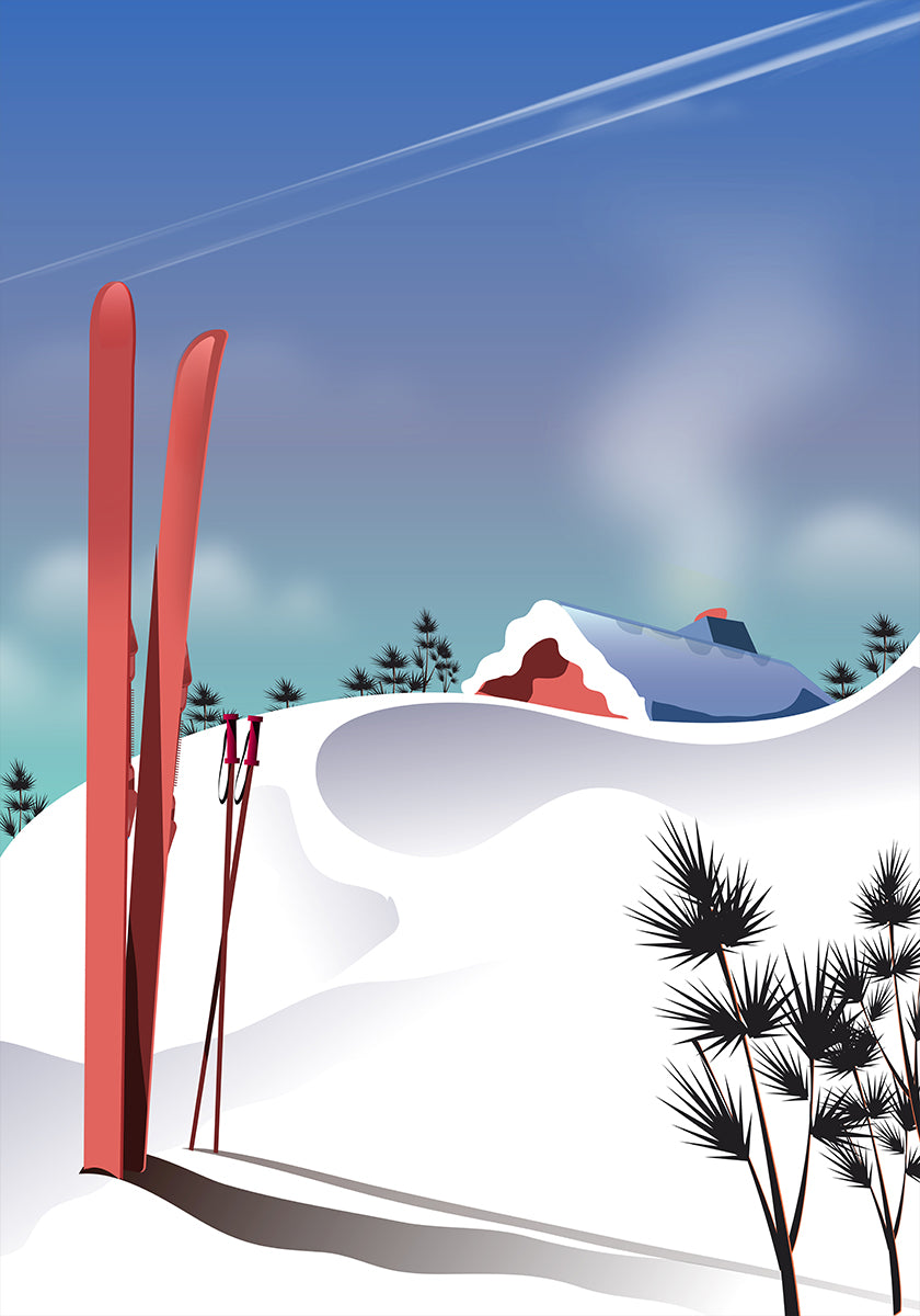 Affiche paysage de ski