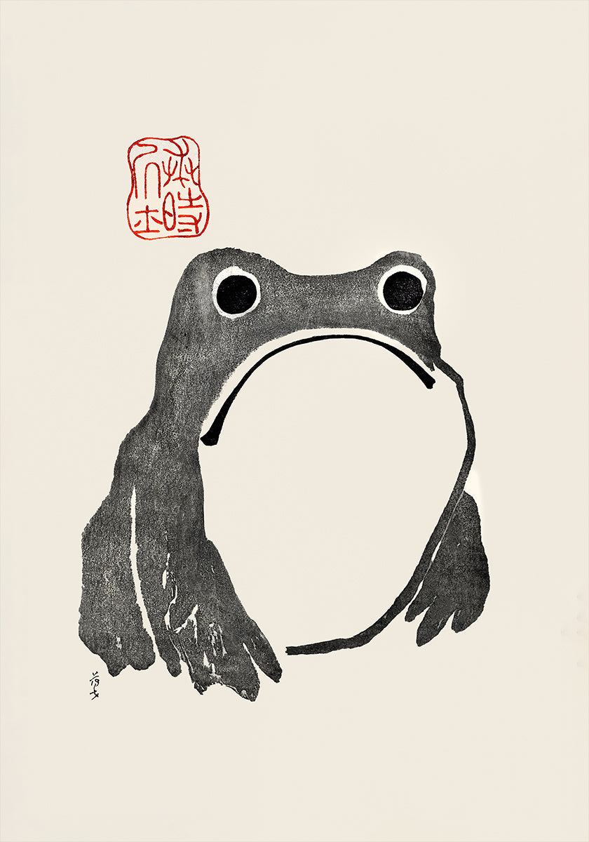 Grenouille grincheuse en noir Poster