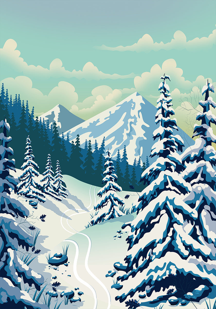 Paysage de ski Poster