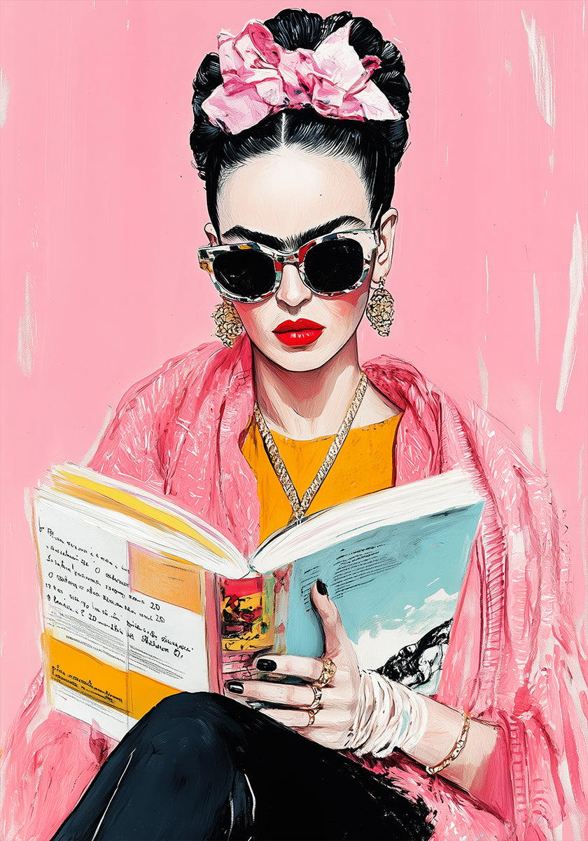 Frida lisant le livre Poster