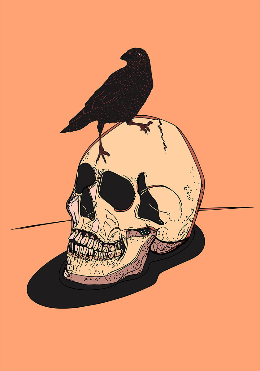 Crâne et corbeau Poster
