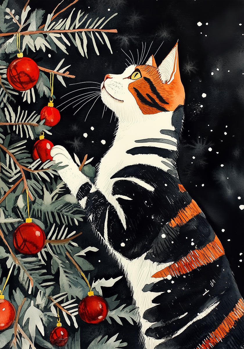 Cats Love the Christmas Tree Plakat - Posterbox