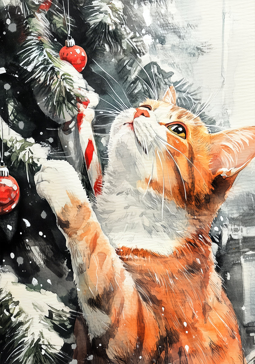 Les chats adorent l'arbre de Noël Poster