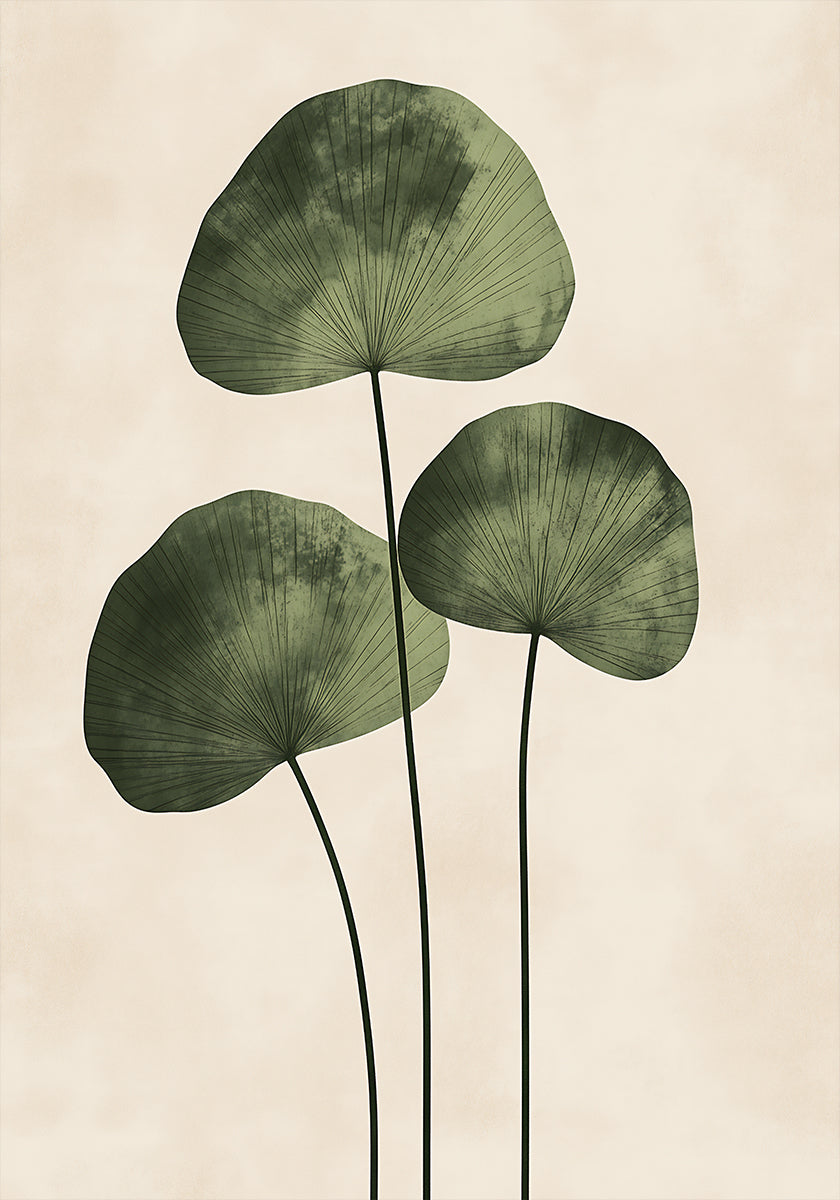 Feuilles vertes avec des veines délicates Poster