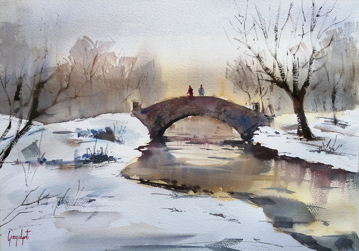 Pont d'hiver et tranquille Poster