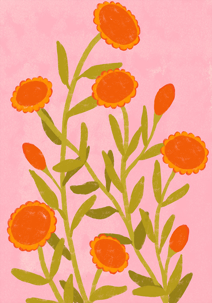 Fleurs orange vibrantes Poster