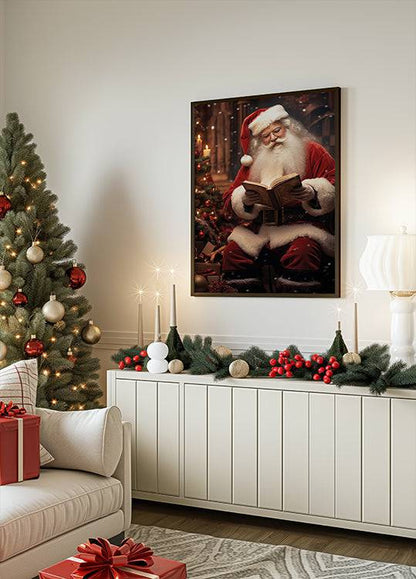 a living room decorated for christmas with a christmas tree