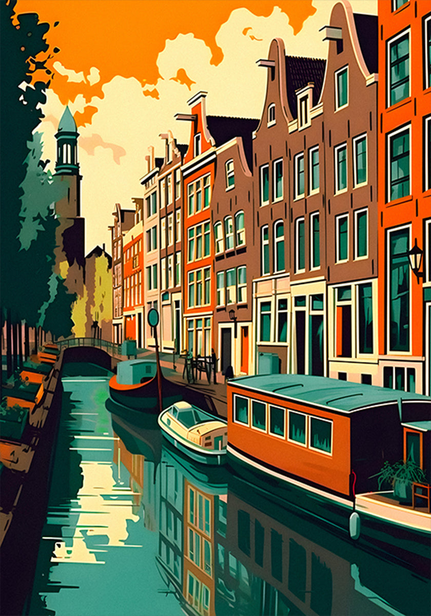 Maison du canal d'Amsterdam Poster