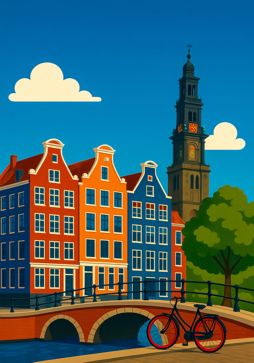 Canal d'Amsterdam et vélo Poster