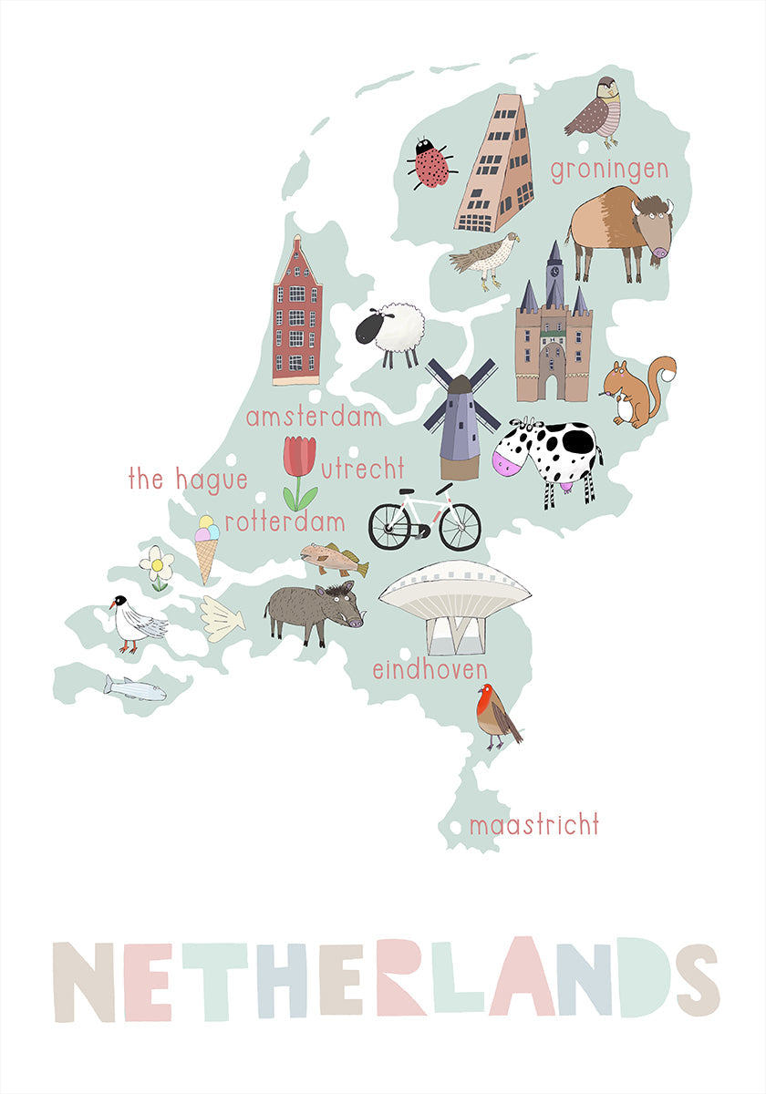 Illustration des Pays-Bas par l'artiste Carla Daly Poster