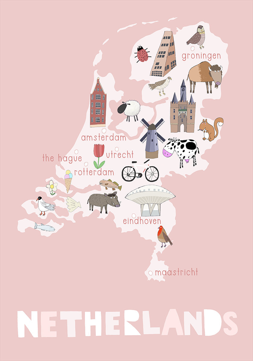 The Netherlands Illustration by Artist Carla Daly Plakat