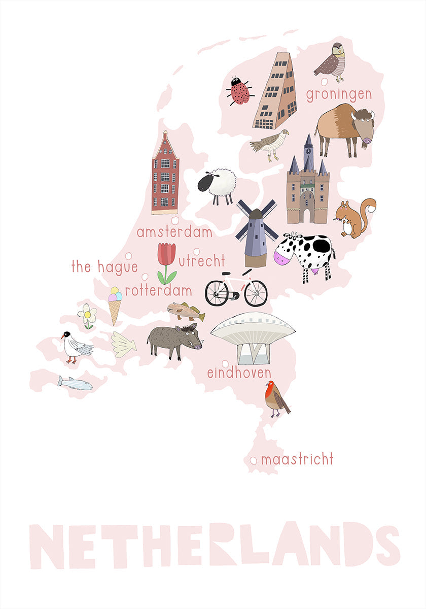 Illustration des Pays-Bas par l'artiste Carla Daly Poster