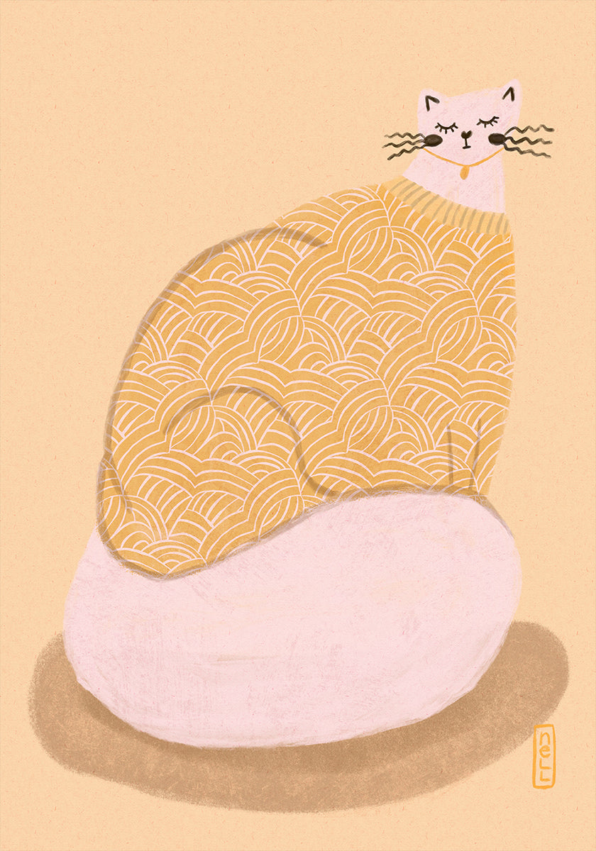 Chat dans une illustration de maillot jaune beurre Poster