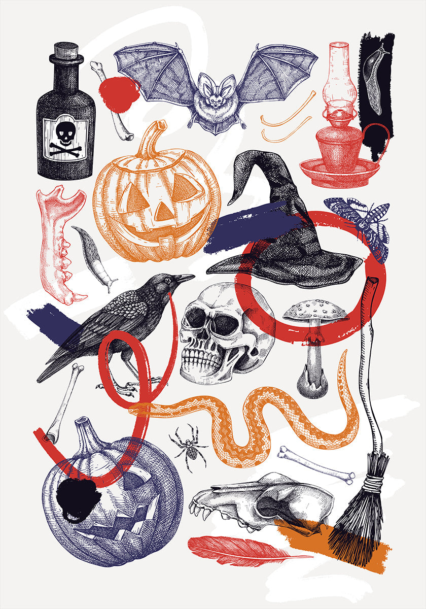 Affiche d'art de collage d'Halloween
