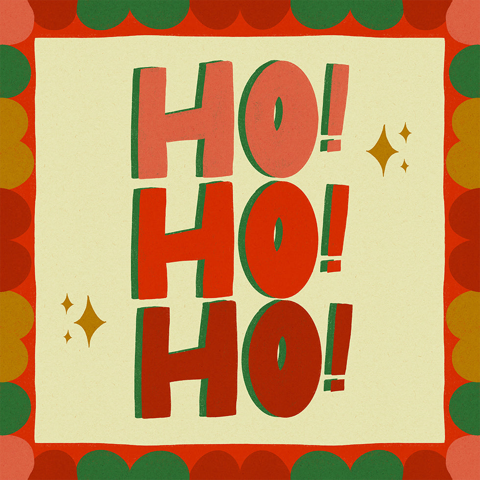 Ho Ho Ho Chirstmas Festive Illustration Poster