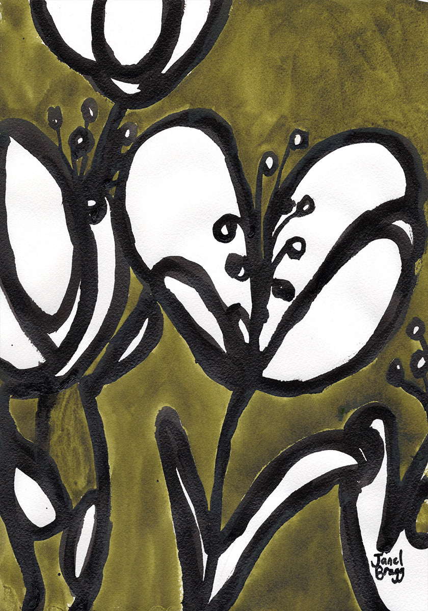 Floral avec des tulipes en vert mousse Poster