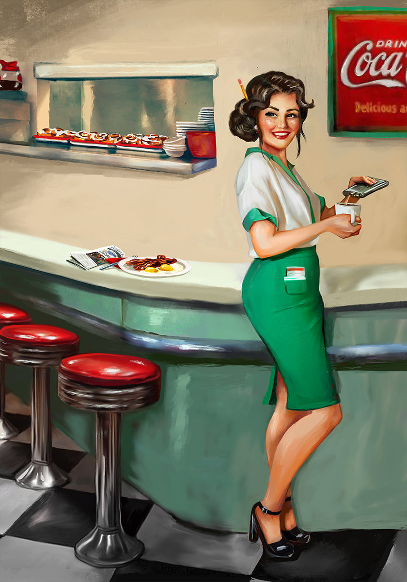 1950's American Diner Watress (NEW) - Posterbox