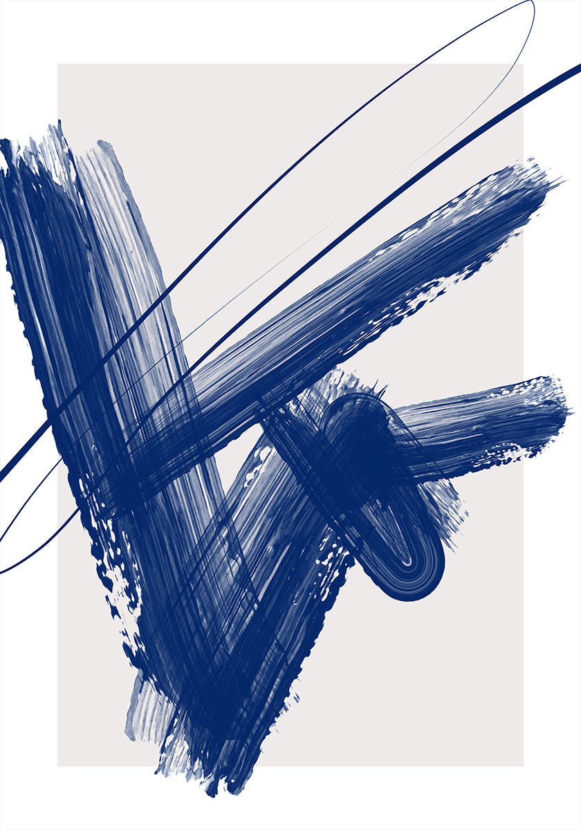 Coups de pinceau bleus audacieux Poster