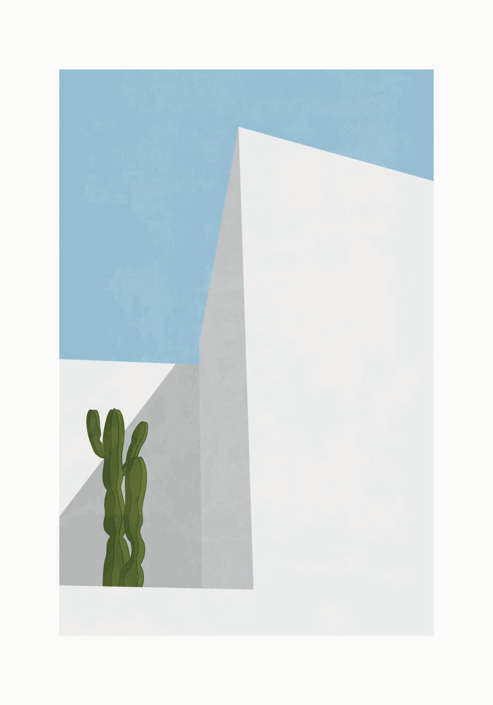 Vue minimale du désert, cactus et géométrie Poster