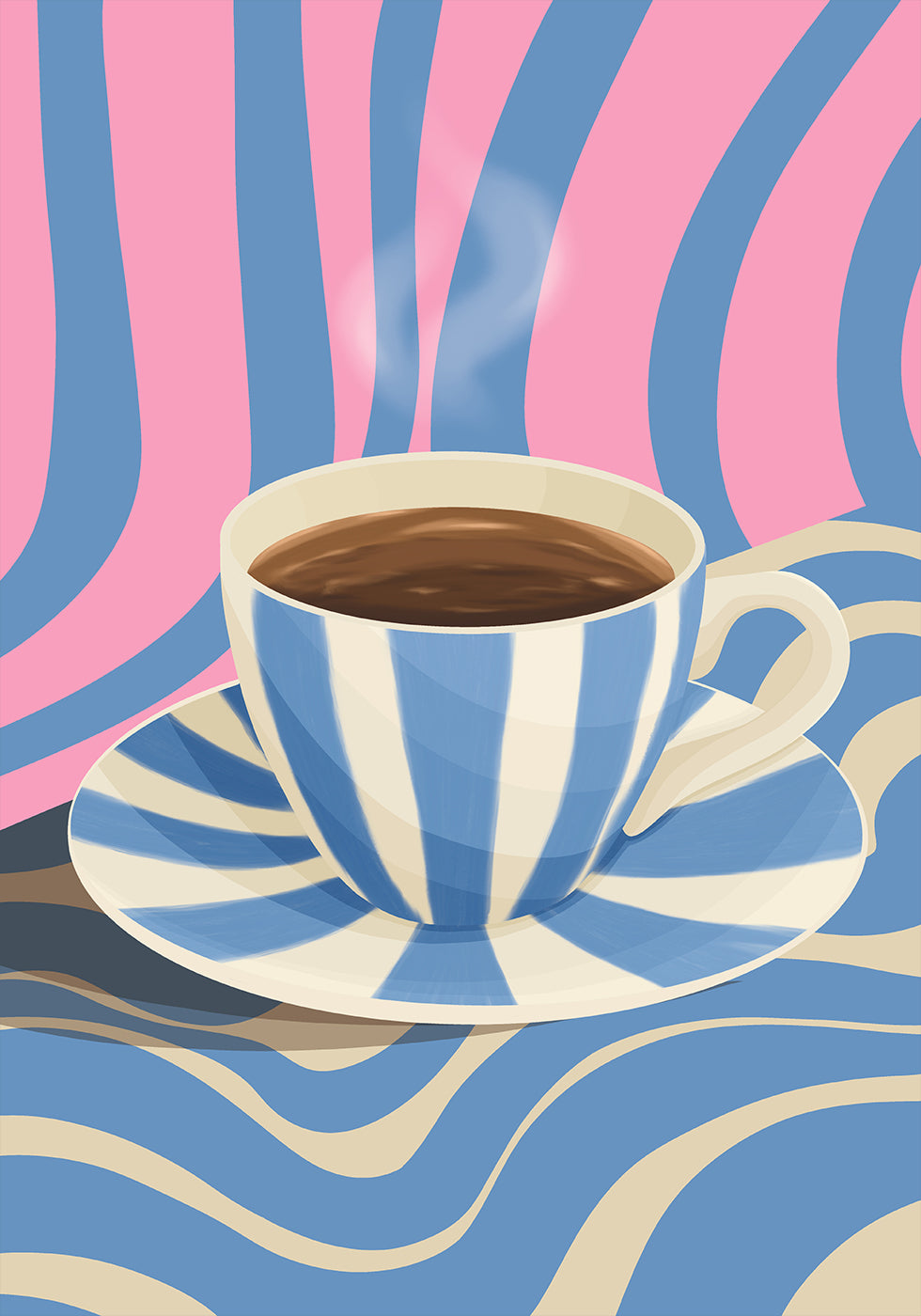 Tasse à café rayée Poster