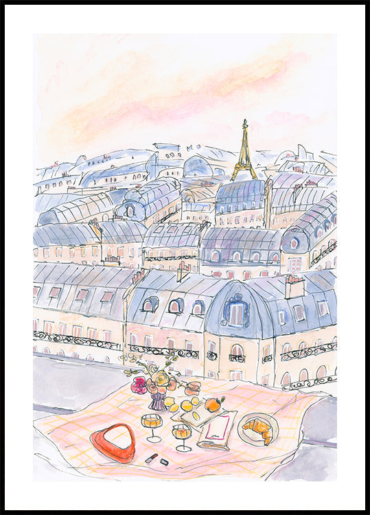 Pique-nique parisien sur le toit avec vue sur la Tour Eiffel