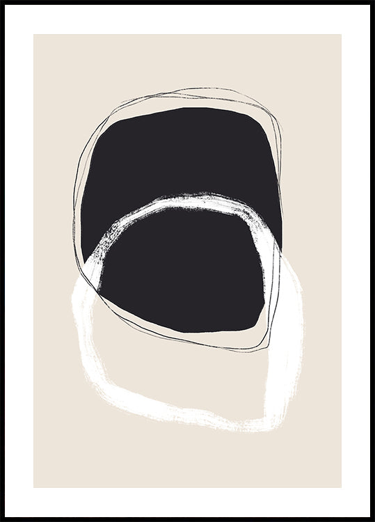 Formes noires et blanches avec des lignes fluides