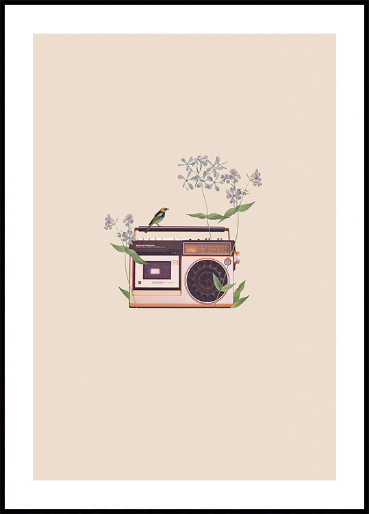 Radio vintage florale Poster