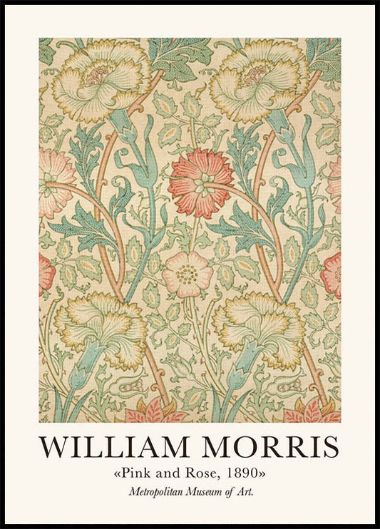 Affiche rose et rose de W. Morris &amp; Co 