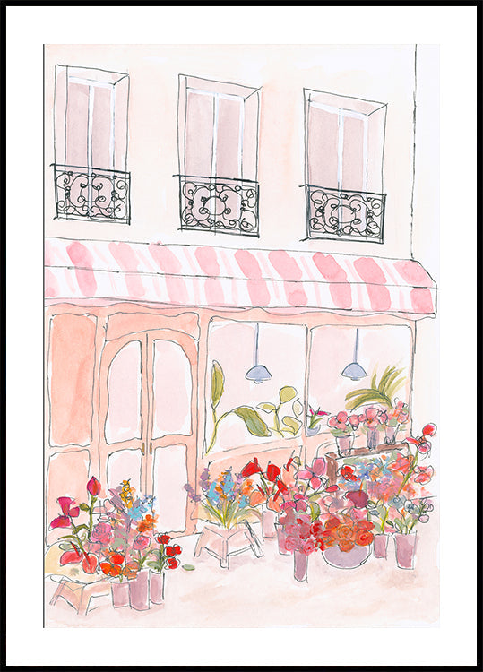 Boutique de fleurs roses
