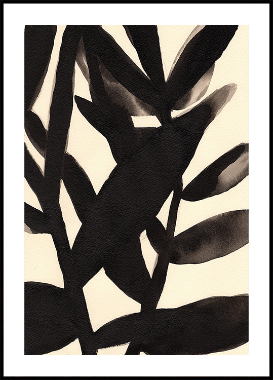 Branches en noir et beige II Poster