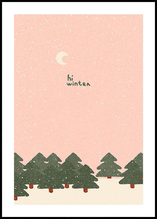 Chutes de neige magiques dans la forêt Poster
