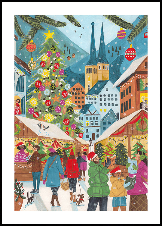 Marché de Noël dans le village Poster