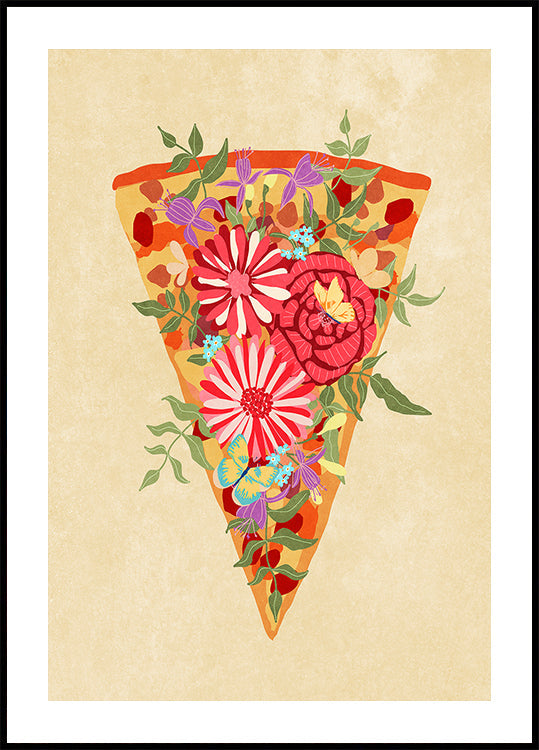 Tranche de pizza aux fleurs