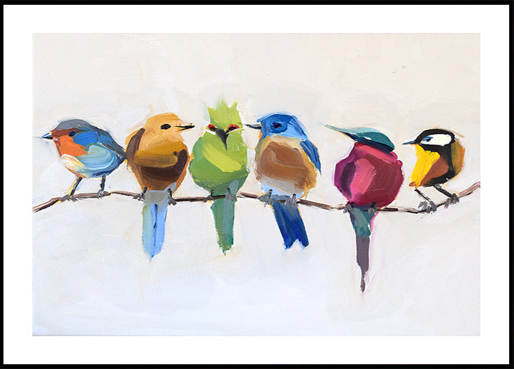Oiseaux sur une branche Poster
