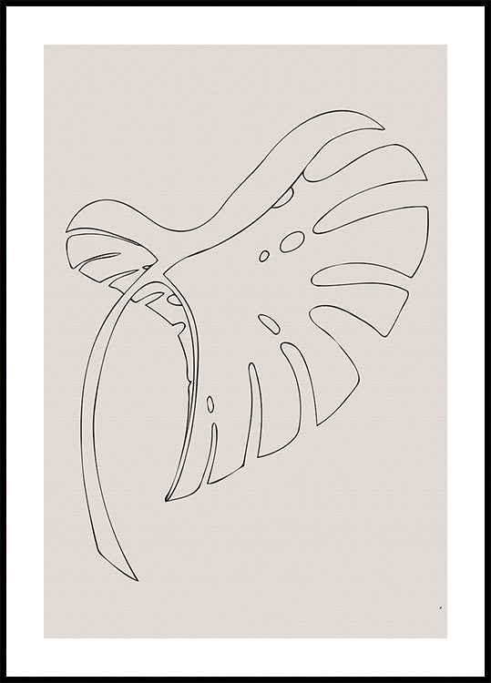 Monstera plié beige Poster