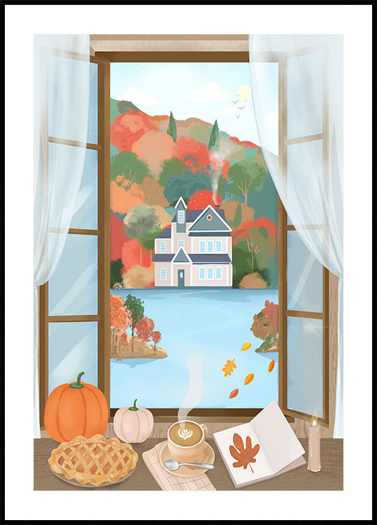 Chalet d'automne Poster