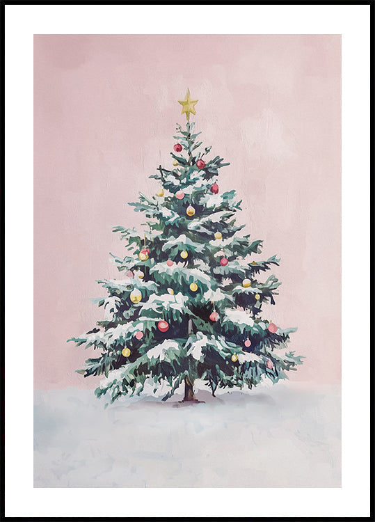 Arbre de Noël enneigé Poster
