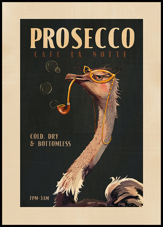 Art déco Prosecco Wall Art d’une affiche d’autruche