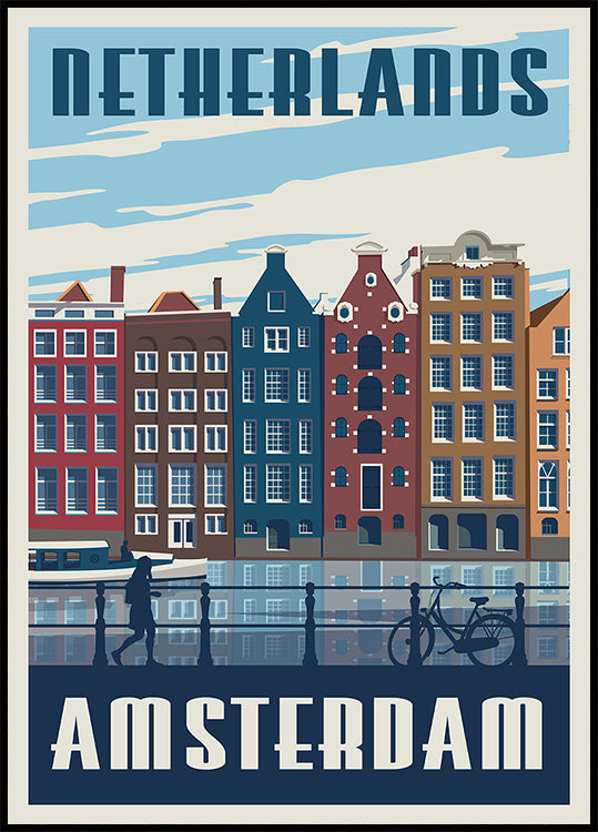 Affiche imprimée de voyage à Amsterdam