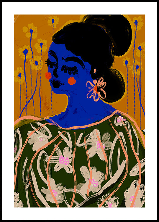 Souris à fleurs bleues