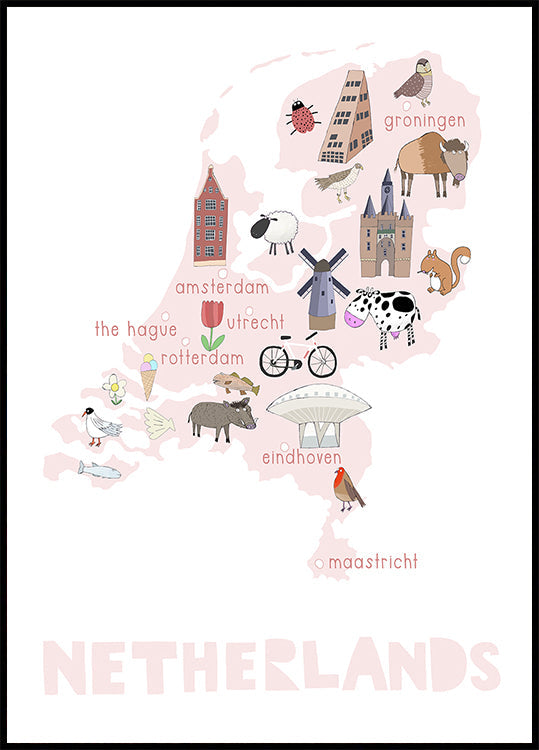 Illustration des Pays-Bas par l'artiste Carla Daly Poster