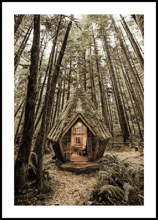 Affiche de la cabane de conte de fées dans les bois 