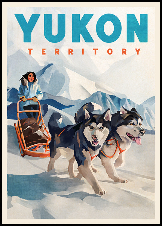 Affiche de voyage en traîneau à chiens du Territoire du Yukon